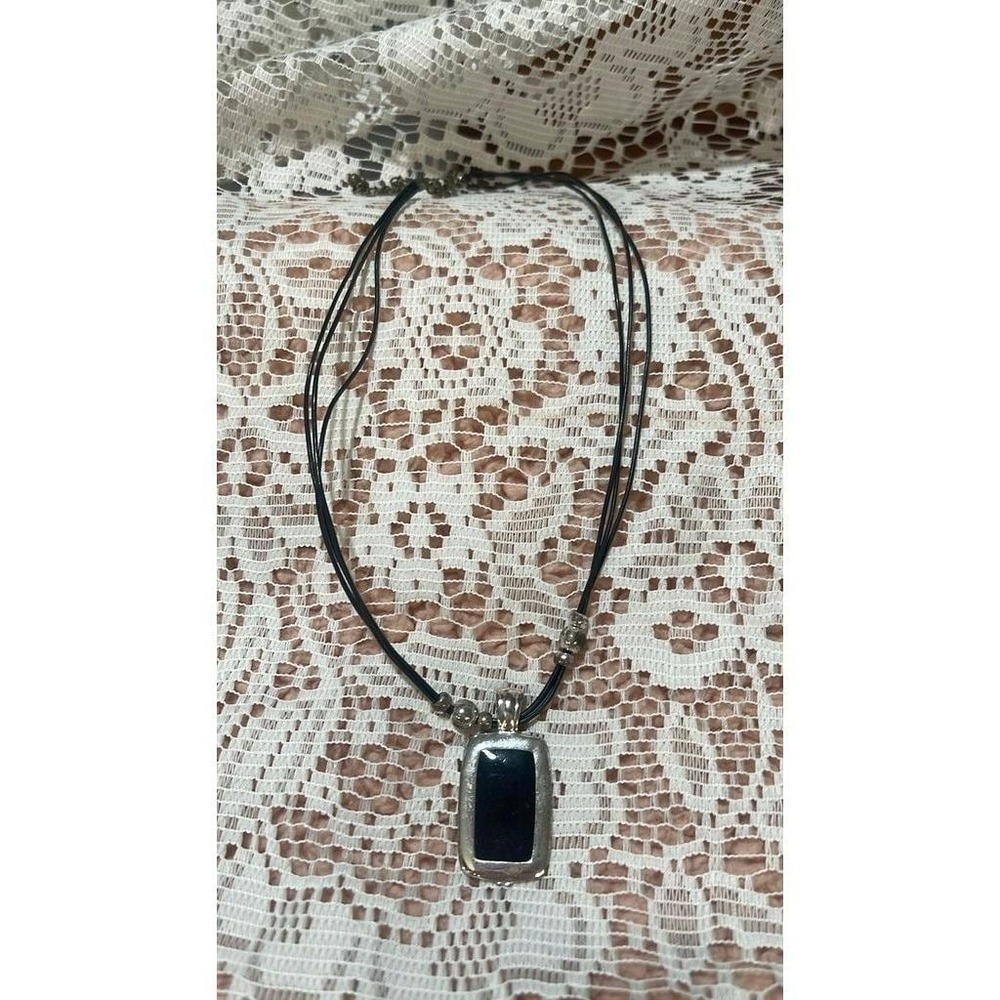 Premier Pendant Necklace Womens OS Black Good Multi-Strand Cord Silver‎ Tone
